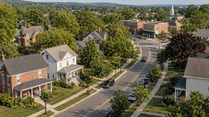 Illustrative road connecting a neighborhood and town center